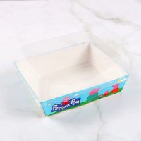 三明治包装盒毛巾卷盒甜甜圈包装盒甜品点心包装盒蛋糕卷包装盒L9|小猪正方形纸盒 50套