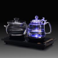 智能全自动上水电热水壶套装家用底部上水壶自动加水泡茶壶Y7|黑色带灯款--20X37CM