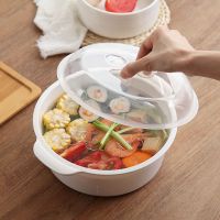 微波炉专用汤碗 大号圆形带盖汤锅饭碗 塑料加热饭盒保鲜盒泡面碗|3个大号