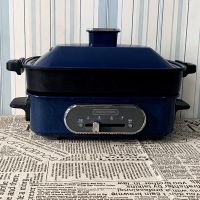 英国摩飞mr9088多功能料理锅网红火锅烤肉机一体电烧烤锅烤炉家用K0|蓝色 [标配]+平烤盘+六圆盘