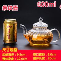 耐热高温玻璃花茶壶透明玻璃煮茶壶水果茶具冲茶器Y7|600ml南瓜壶赠带把杯2个