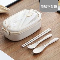 微波炉饭盒手提带盖分隔塑料便当盒饭盒学生女上班族成人双层餐盒|[北欧米]加厚款 单层饭盒[送叉勺筷+保温袋+洗碗棉]