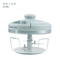 绞肉机家用手动蒜泥器搅拌搅馅机粉碎机多功能切菜器厨房神器D7|小麦蓝 400ML+备用刀片
