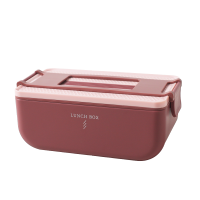 饭盒上班族学生女韩版可爱微波炉饭盒便当盒保温带盖单人分格网红|红色 方形双层（送餐具3件套）很实惠