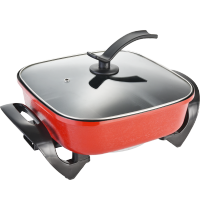 家用电火锅韩式多功能电热锅学生宿舍涮炒菜蒸煮饭一体不粘电炒锅H0|老款单管（中国红）+木铲