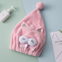 包头巾帽洗头发帽子干发巾干发帽女超强吸水速干加厚可爱韩国浴帽 粉色猫咪
