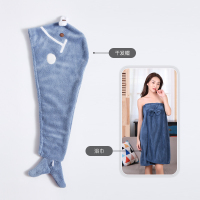 干发帽女超强吸水包头巾洗头发的速干毛巾神器抖音可爱韩国干发巾 天蓝1条+天蓝浴巾1条