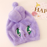 卡通美乐蒂皮卡丘珊瑚绒超强吸水速干发毛巾成人儿童干发睡帽浴帽 兔子紫色