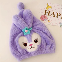 卡通美乐蒂皮卡丘珊瑚绒超强吸水速干发毛巾成人儿童干发睡帽浴帽 芭蕾兔