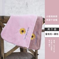 干发帽超强吸水洗头巾包头发速干毛巾擦头发神器网红浴帽女干发巾 藕粉+蜜桃粉（小雏菊）2条装