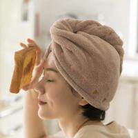 三洋汇美干发帽女超强吸水速干卡通ins可爱抖音包头巾加厚干发巾 棕色爱心如图