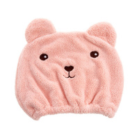 卡通动物快速干发帽擦头发速干包头毛巾女可爱加厚超强吸水浴帽KL 粉色小熊