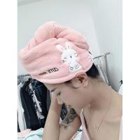 超强吸水加厚可爱速干干发帽洗擦头发毛巾女抖音浴帽包头神器巾 小猪藏蓝色+粉色小兔兔