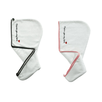 2条装干发帽女可爱洗头巾超强吸水速干包头巾擦头发浴帽干发毛巾 谢谢你的爱白色(黑边+粉边)