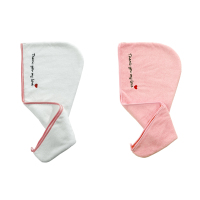 2条装干发帽女可爱洗头巾超强吸水速干包头巾擦头发浴帽干发毛巾 谢谢你的爱粉边(白色+粉色)