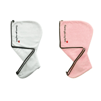 2条装干发帽女可爱洗头巾超强吸水速干包头巾擦头发浴帽干发毛巾 谢谢你的爱黑边(白色+粉色)