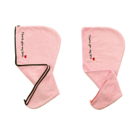 2条装干发帽女可爱洗头巾超强吸水速干包头巾擦头发浴帽干发毛巾 谢谢你的爱黑边+粉边(粉色)