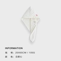 竹炭干发帽女超强吸水速干擦头发包头毛巾韩国浴帽干发巾 白色爱心