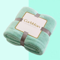 日本双层加厚干发帽超强吸水女长发包头毛巾浴帽儿童擦头速干神器 果绿色速干浴巾（150*75cm）