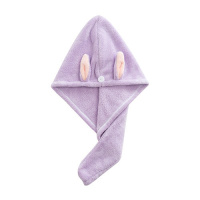 干发帽超强吸水浴帽洗头发的速干毛巾包头女可爱擦头巾加厚干发巾 [兔耳朵款]浅紫(拍3件自动打8折)