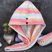 日式浴帽女洗头发超强吸水速干发巾毛巾包头巾帽浴巾擦头巾 新款上市(彩虹条干发帽)