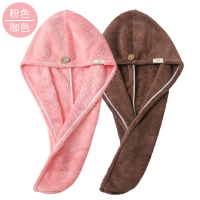 2条装女超强吸水洗头擦头发速干可爱浴帽干发包头巾 粉色+咖色(两条装)