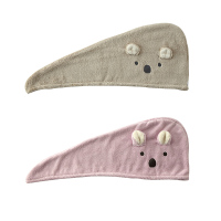 干发帽女超强吸水速干洗头发的毛巾包头擦浴巾帽加厚洗澡可爱浴帽 萌耳朵卡其色+萌耳朵紫色[2条装]