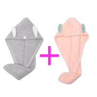 干发帽女超强吸水速干可爱加厚浴帽干发巾抖音网红同款卡通兔耳朵 灰+粉[兔耳款]