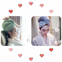 张嘉倪推荐宋祖儿日本加厚干发帽女长发超强吸水速包头干发巾浴帽 抹茶+蓝色干发帽