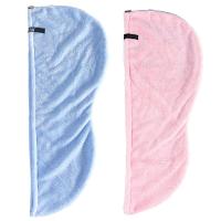 超强吸水干发帽女可爱韩国浴帽洗头发包头巾速干神器快速干发毛巾 直边款天蓝色+藕粉色