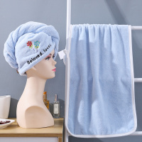 干发帽女超强吸水速干包头巾洗头擦头发毛巾浴帽可爱干发巾 宝蓝色棒棒糖蓝帽+毛巾