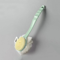 搓澡神器浴刷长柄软毛洗澡刷搓澡巾沐浴刷强力不求人两用搓后背泥 双面带浴花刷绿色(送1挂钩)