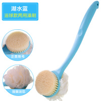 搓澡神器长柄软毛洗澡刷搓澡巾成人搓背搓泥不求人后背沐浴刷子 [升级加厚手柄背面带浴花款]蓝色(优质刷毛)