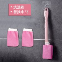 搓澡神器长柄洗澡刷搓澡巾成人搓背搓泥不求人后背沐浴刷子浴花球 粉色+3个替换头