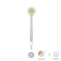 洗澡刷搓背刷背神器长柄沐浴刷软毛后背搓澡刷搓棒懒人不求人去泥 绿色[防滑款]加赠浴花球+挂钩