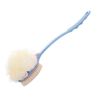 沐浴刷洗澡刷不求人后背刷子洗澡巾长柄软毛洗浴用品搓泥搓背神器 蓝色双面款(浴刷带浴花)