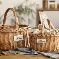 手工柳编编织户外野餐篮手提购物篮水果篮子竹编竹篮收纳筐小篮子