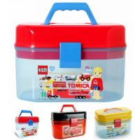 日本卡通儿童玩具收纳箱 手提塑料双层储物箱 蜡笔小积木收纳盒