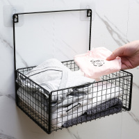 卫生间墙上单层置物架免打孔厕所浴室收纳架壁挂洗漱台铁艺收纳篮