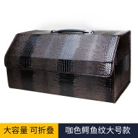 后备箱储物箱汽车收纳箱车载置物箱多功能折叠收纳箱尾箱整理杂物 咖啡色大号(鳄鱼纹)顺丰