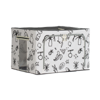 收纳盒整理箱衣服家用省空间收纳筐布艺可折叠大号装衣物收纳 手绘猫(加厚棉麻/加粗4钢架) 66L(50*40*33cm)