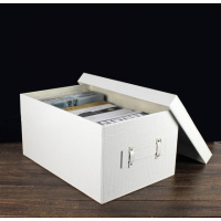 韩国皮质收纳箱大码储物箱创意特大号有盖杂物整理盒 白色鳄鱼纹 中号(37*30*22.7)