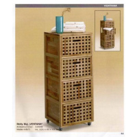 大号实木箱有盖储物箱整理可坐收纳箱网格箱凳洗衣筐茶几长桌 带轮四抽屉柜41*41*高120厘米 大号