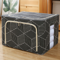 棉服收纳箱布艺整理箱大号折叠牛津布玩具衣柜储物箱家用神器 黑色菱形 普通款牛津布无异味66L[尺寸50*40*33]