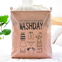 特大衣服收纳筐衣柜被子收纳箱布艺搬家神器整理储物衣物收纳 仿麻粉色 100L加大款[束口收纳箱][50*40*50cm]