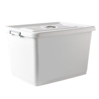 特大号衣物储物箱塑料收纳箱衣服整理箱学生收纳盒家用 象牙白 60L【适合:抱枕、公仔玩具等】长54宽40.5高31cm（