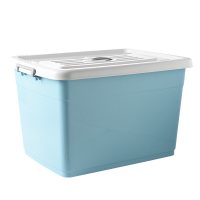 特大号衣物储物箱塑料收纳箱衣服整理箱学生收纳盒家用 水晶蓝 60L[适合:抱枕、公仔玩具等]长54宽40.5高31cm(