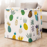 衣服收纳神器收纳箱布艺家用衣柜收纳筐玩具衣物整理箱可折叠大号 单个装[彩色菠萝] 75L[43*53*33CM]