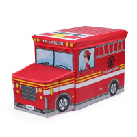 儿童玩具收纳箱可爱卡通零食储物盒宝宝书本箱子整理筐布艺架神器 红色消防车带头 加强款(承重300斤)