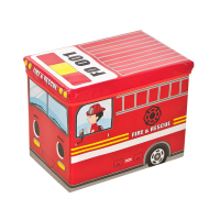 儿童玩具收纳箱可爱卡通零食储物盒宝宝书本箱子整理筐布艺架神器 红色消防车车厢 普通款(承重100斤)
